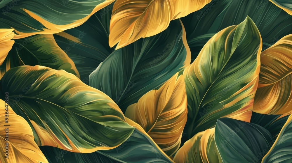custom made wallpaper toronto digitalA background of juicy leaves. Green and yellow foliage, abstract background, natural texture. A place for the text.