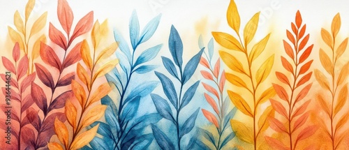 Wallpaper Mural A vibrant watercolor of nature in autumn, showcasing the rich colors and tranquility perfect for leaf peeping Torontodigital.ca