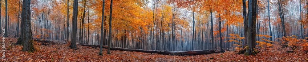 Fototapeta premium colorful autumn forest landscape panoramic