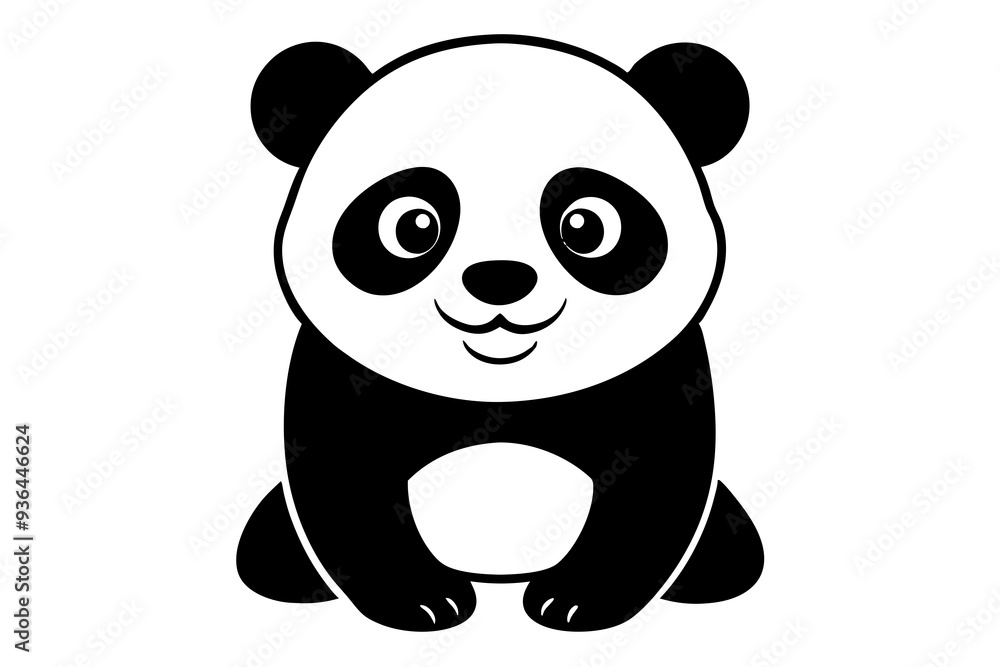A cute panda art illustration on a white background A cute panda art illustration on a white background