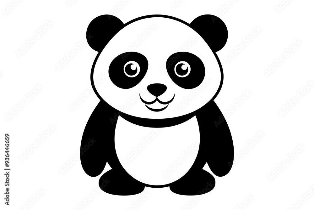 Fototapeta premium A cute panda art illustration on a white background 