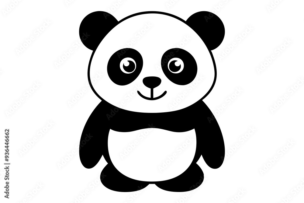 Fototapeta premium A cute panda art illustration on a white background 