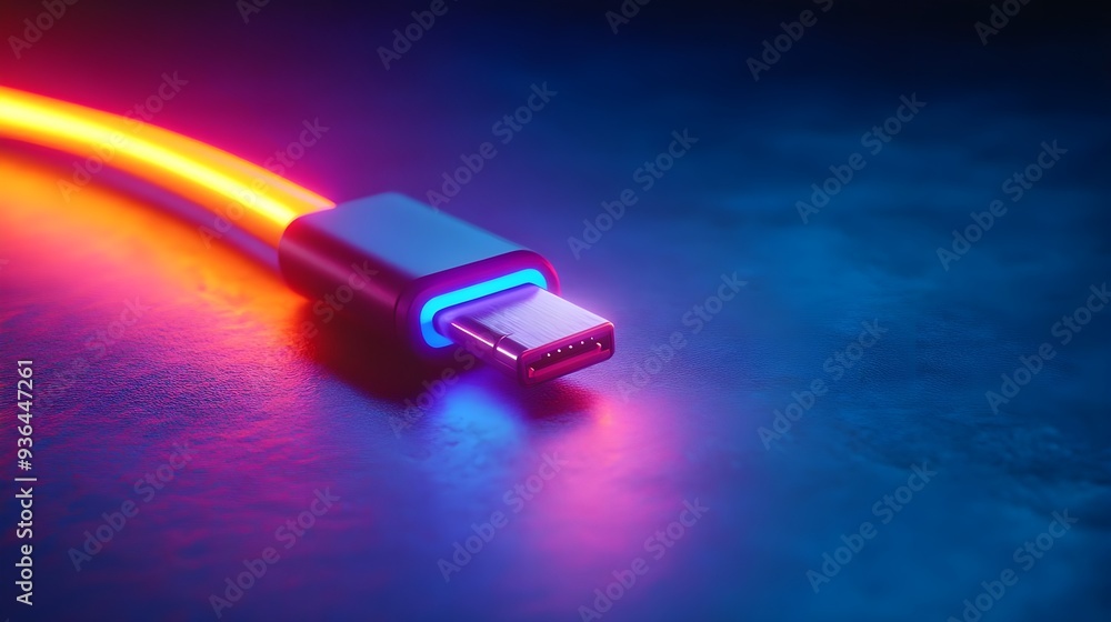 Fototapeta premium Neon Cable Connection.