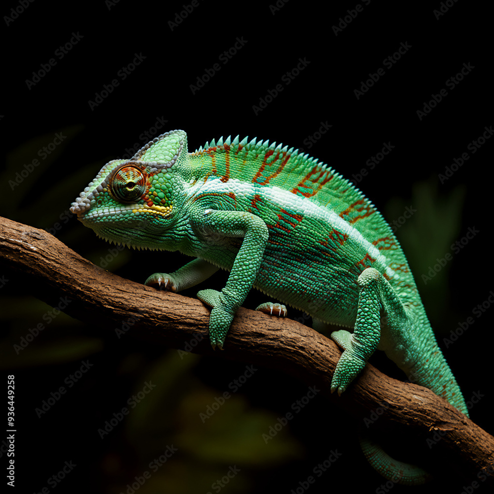 chameleon on a tree branch. chameleon on a tree branch.