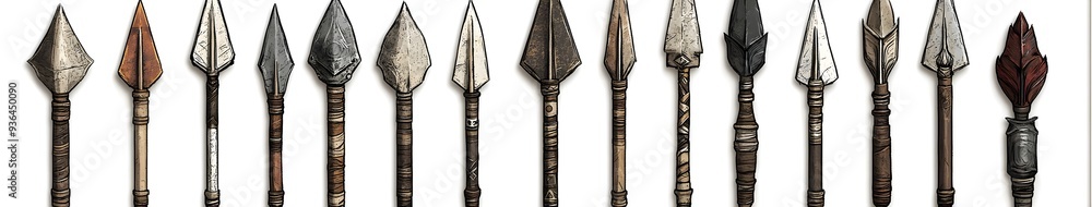 Collection of Hand Drawn Spearheads. Collection of Hand Drawn Spearheads.