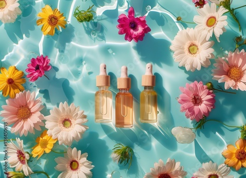 Serene Beauty Oils Amidst Blooms