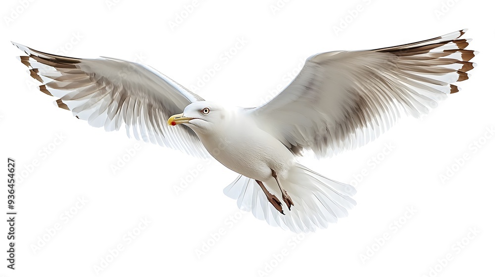 Fototapeta premium Seagull in flight, isolated on white.