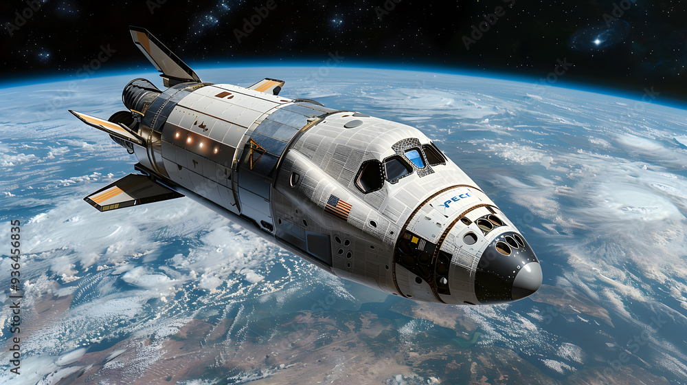 The spaceship is leaving on a new space mission. The spaceship is leaving on a new space mission.