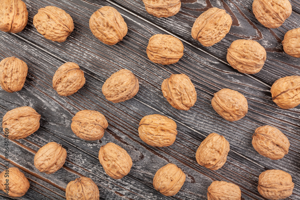 walnuts on wood background top view walnuts on wood background top view