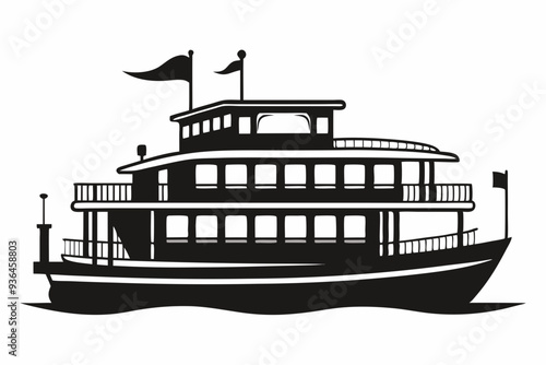 riverboat silhouette vector illustration