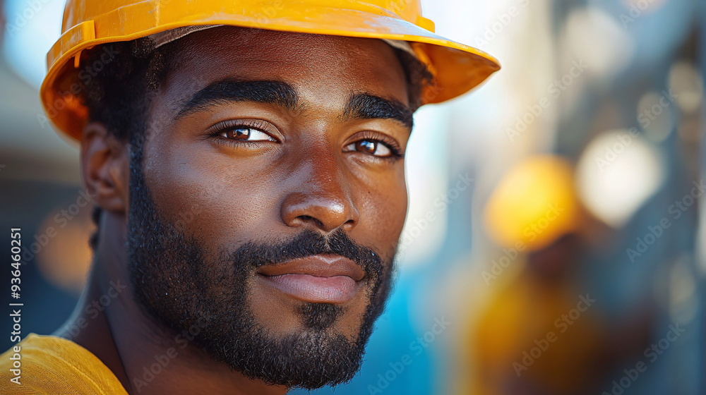 A determined construction worker gazes at the horizon, symbolizing progress and growth in urban development. A determined construction worker gazes at the horizon, symbolizing progress and growth in urban development.
