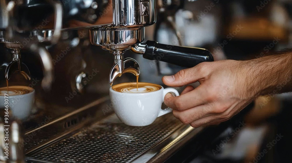 Barista crafting espresso in a cozy coffee shop during the evening Barista crafting espresso in a cozy coffee shop during the evening