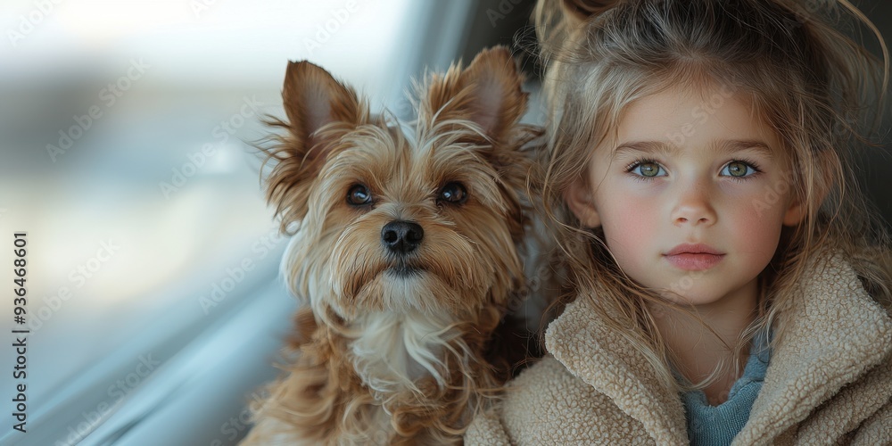 Young Girl with Her Faithful Dog Companion Young Girl with Her Faithful Dog Companion