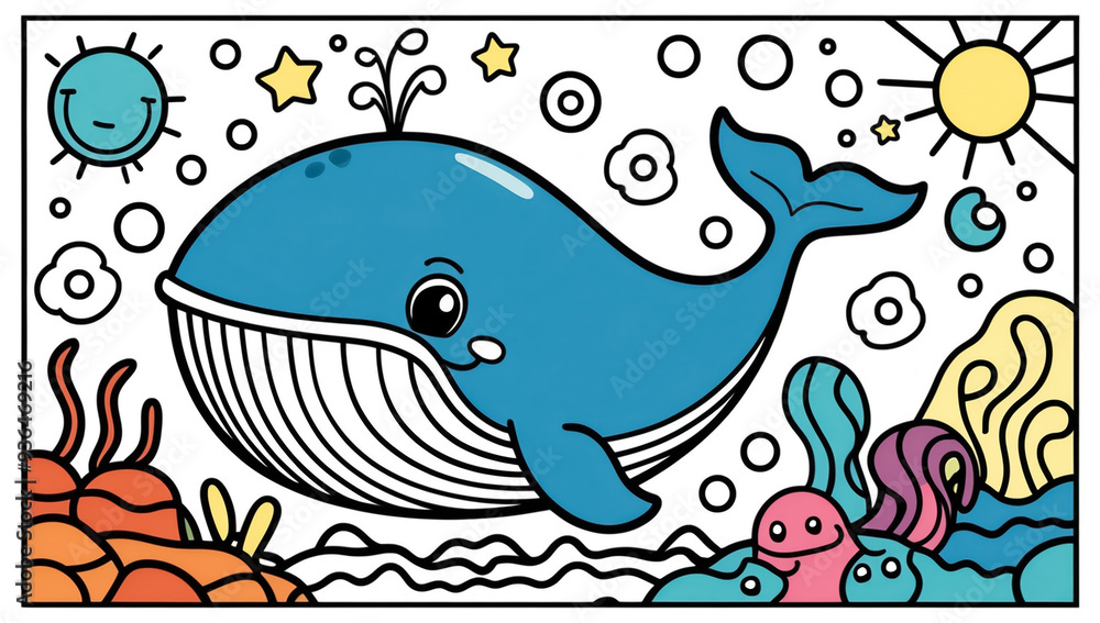 Obraz premium Coloring page, whale design