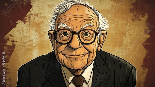 Illustration Warren Buffett, stock guru