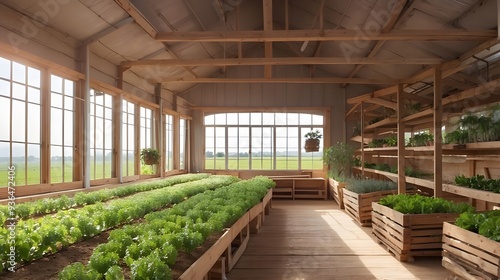 inside of a greenhouse in spring