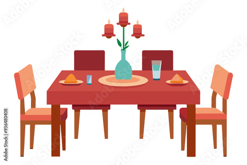 Dining table vector art illustration  photo