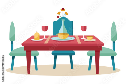 Dining table vector art illustration  photo