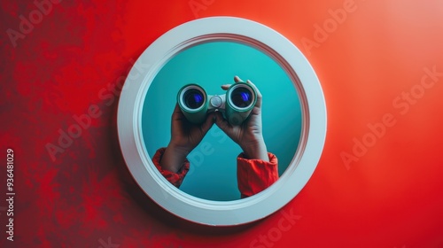 The Binoculars in Round Mirror photo