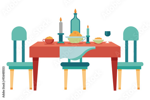 Dining table vector art illustration  photo