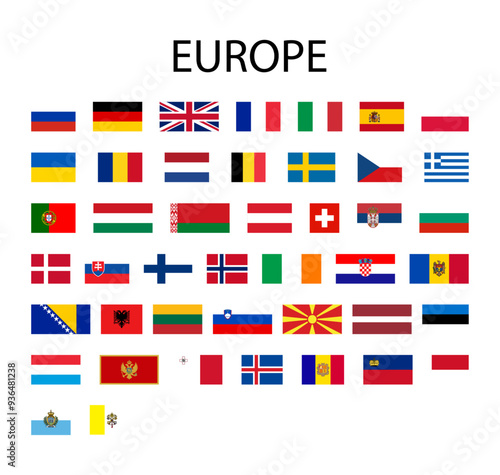 Flags of European countries. 44 countries with their capital city on the European continent Free Download Flags of European countries. 44 countries with their capital city on the European continent - GFXLoad