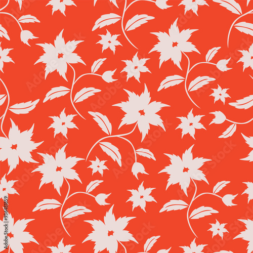 seamless vintage flower pattern on navy background