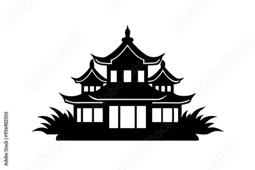 Chinese house silhouette vector design on a white background 