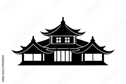 Chinese house silhouette vector design on a white background 