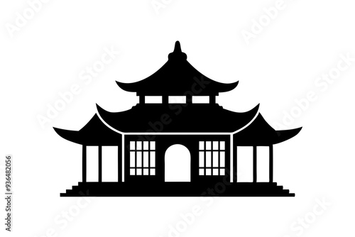 Chinese house silhouette vector design on a white background 