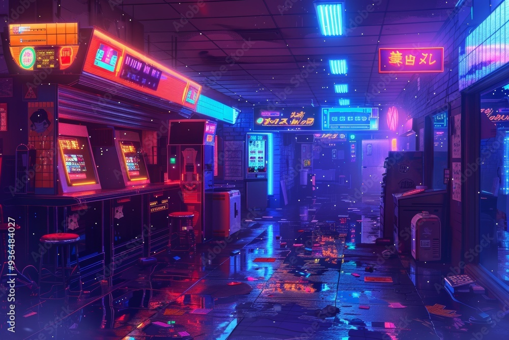 Fototapeta premium Digital realm of retro-inspired pixelated graphics immersive environments in a vibrant pixelated