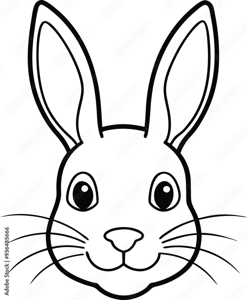 Fototapeta premium Delightful easter bunny face line art that kids will love to color this easter 