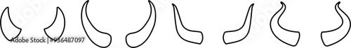 Various devil horn idea templates. Animal horns, halloween event. Demon head accessories design for camera, avatar, party costume, fantasy, cartoon, mask, character game, carnival