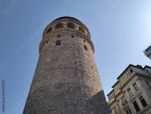 Close up view of Galata Tower Istanbul