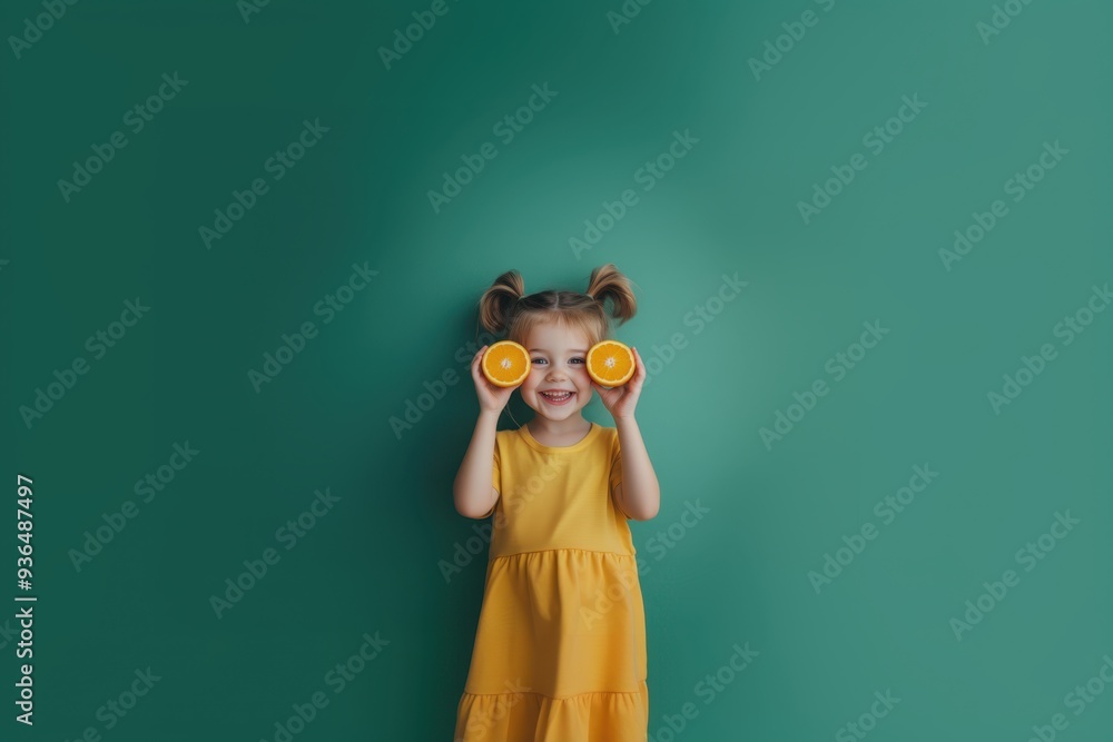Fototapeta premium Playful Child with Lemon Slice Binoculars