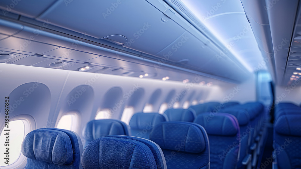 Fototapeta premium Empty seats in a modern airplane cabin