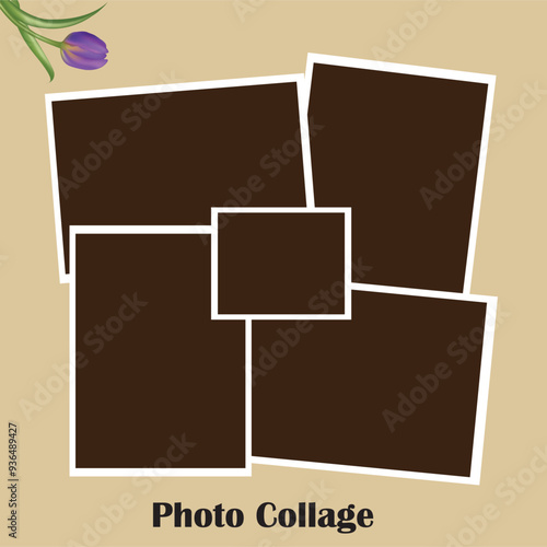5 photo collage template. vector illustration, new collections