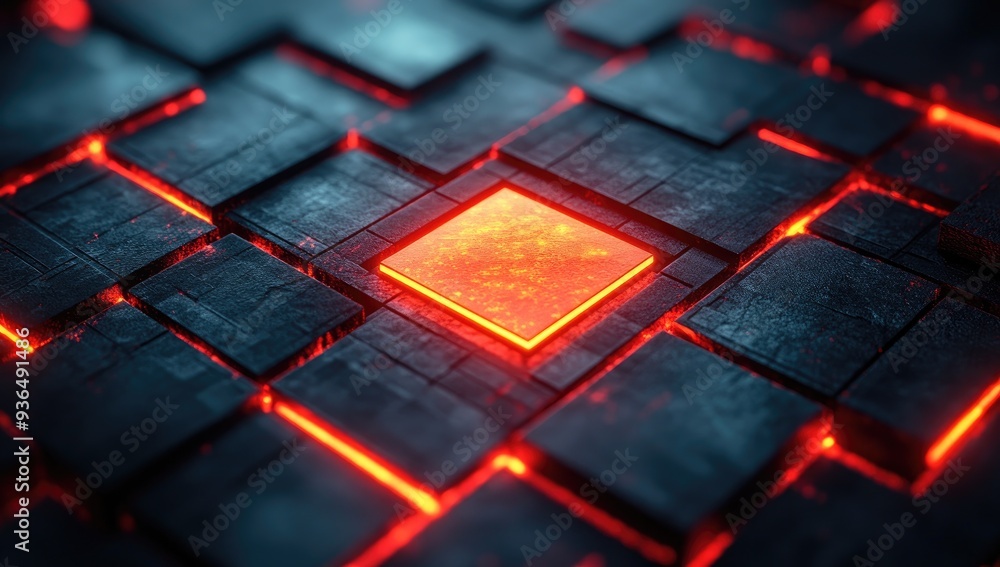 Abstract Grid with Red Glow Abstract Grid with Red Glow