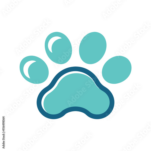 Playful Pet Care Logo with Paw Print and Bone in Soft Baby Blue and Beige Colors