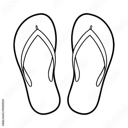 Flip flops line art vector illustration