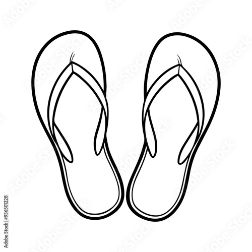 Flip flops line art vector illustration