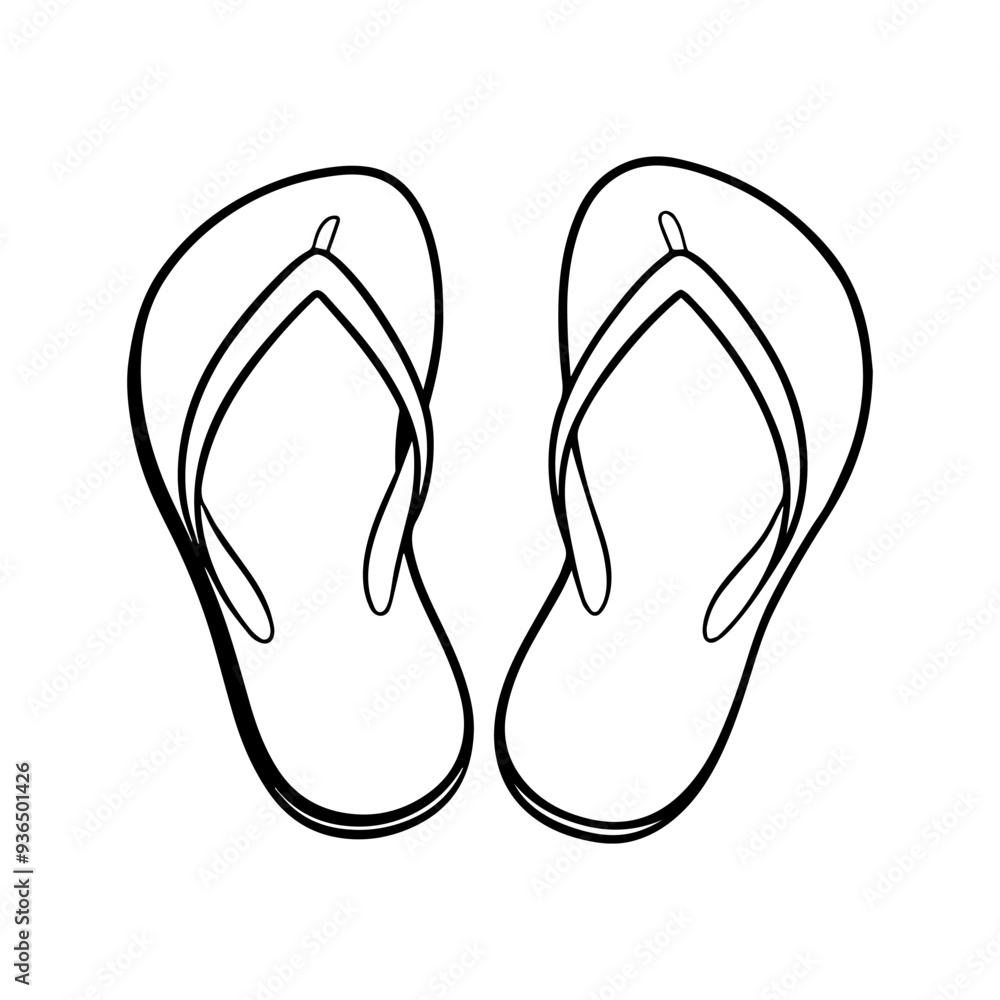 Flip flops line art vector illustration Flip flops line art vector illustration