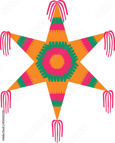 Mexican pinata. Vector illustration isolated on transparent background.