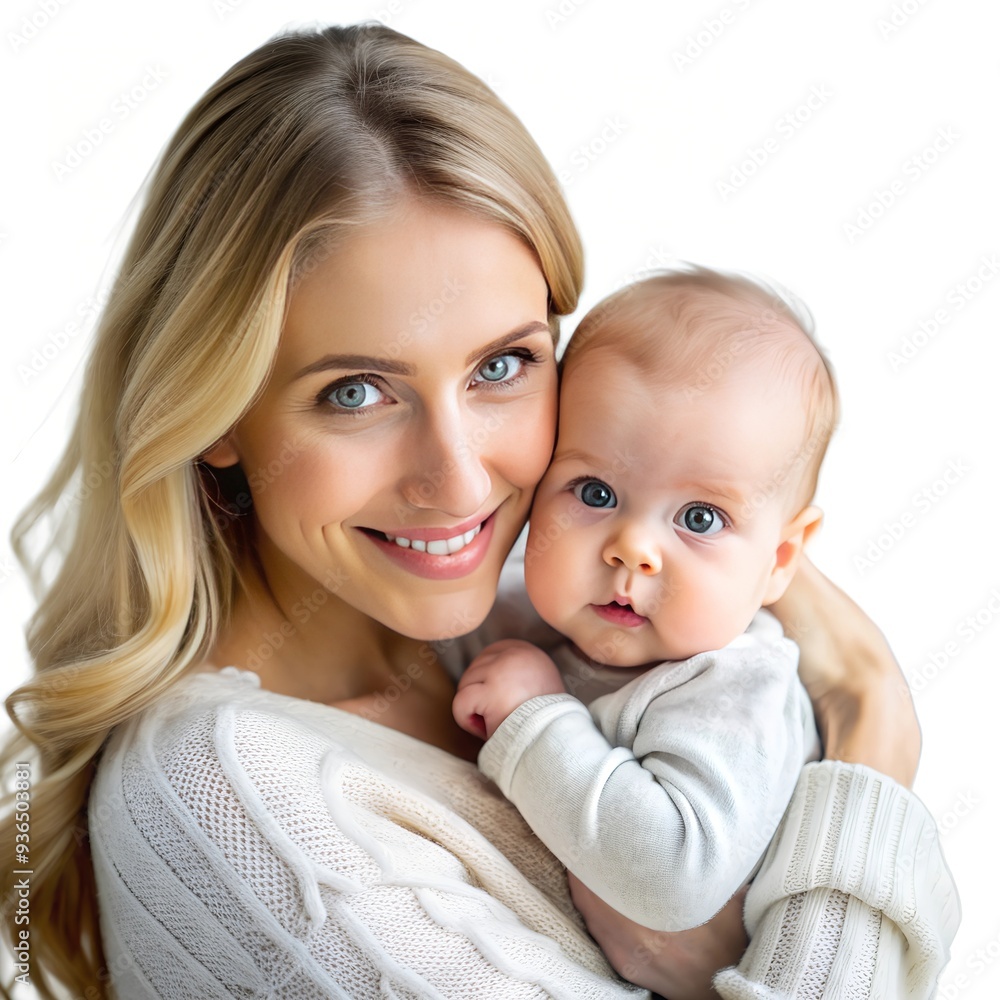 Close-up of a young European mother holding her baby Close-up of a young European mother holding her baby