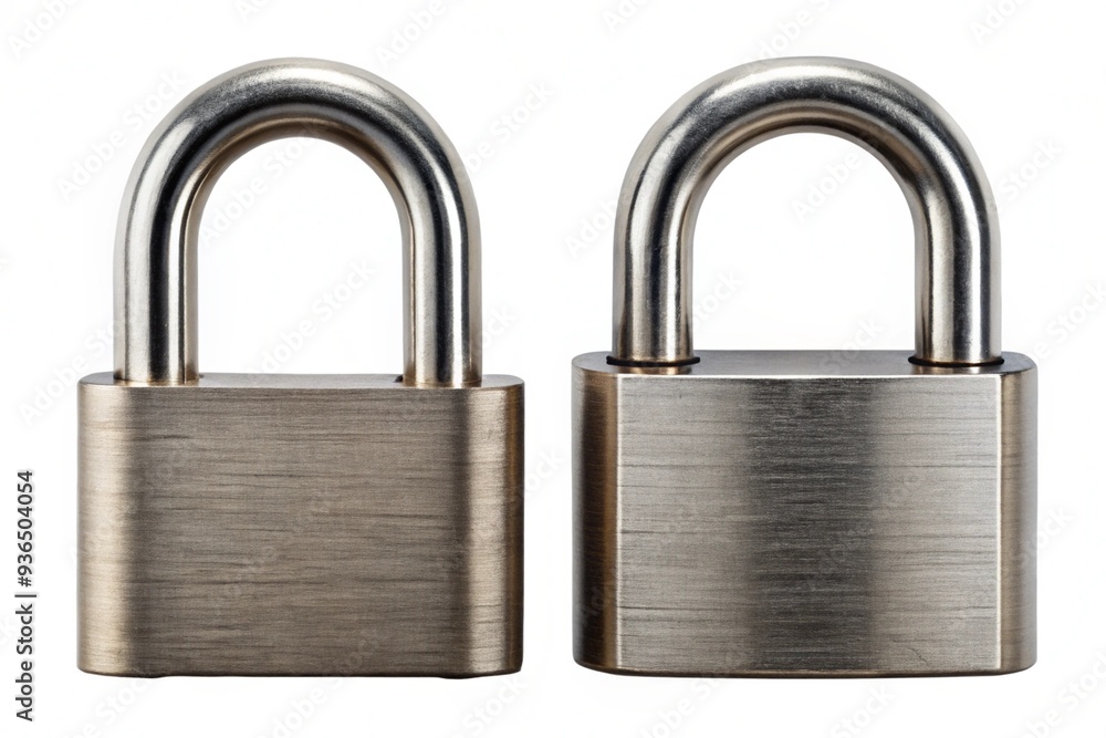 Steel padlock open and closed. Photography with clipping path in high resolution. Steel padlock open and closed. Photography with clipping path in high resolution.