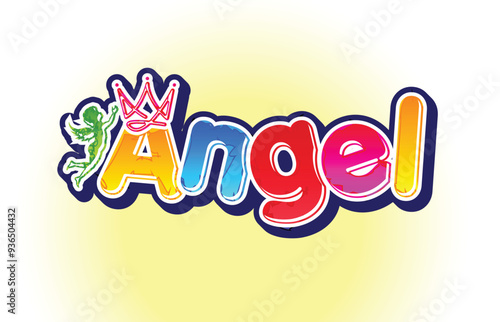 Angel colorful logo or poster label template