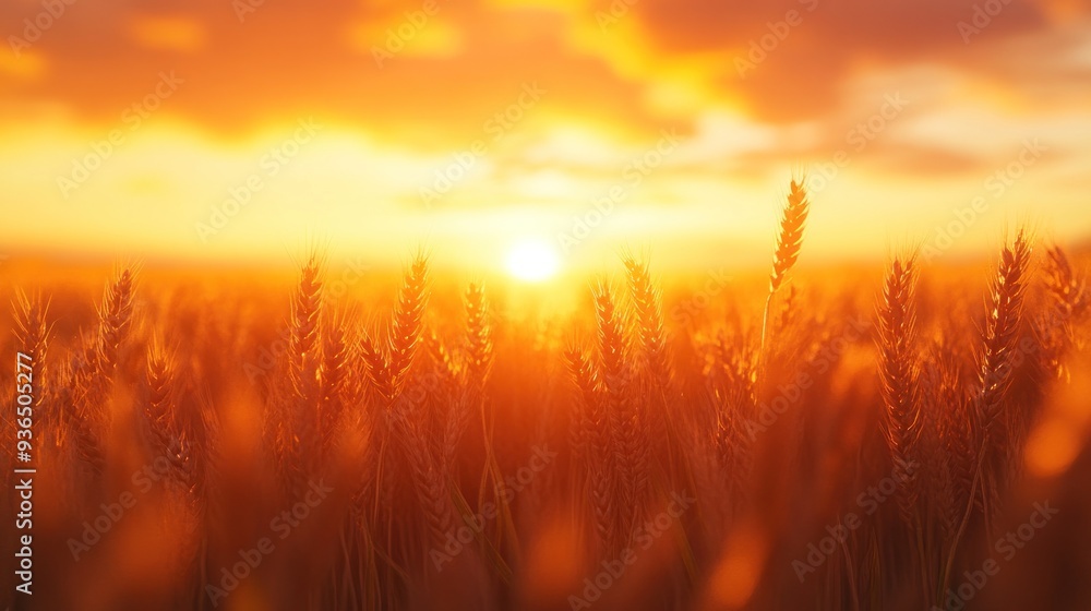 Golden Sunset Over Wheat Field Golden Sunset Over Wheat Field