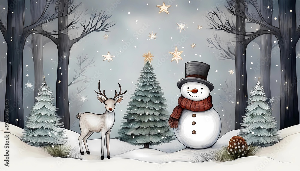 Obraz premium Christmas landscape in different variations