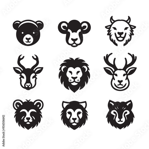 Animals Icons & Symbols silhouette vector black and white 