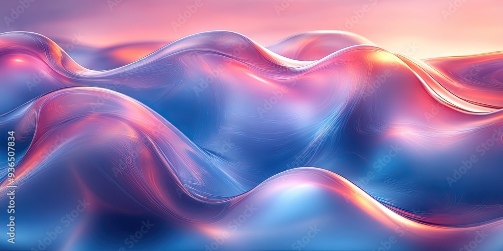 Abstract Liquid Waves with Blue and Pink Hues Abstract Liquid Waves with Blue and Pink Hues