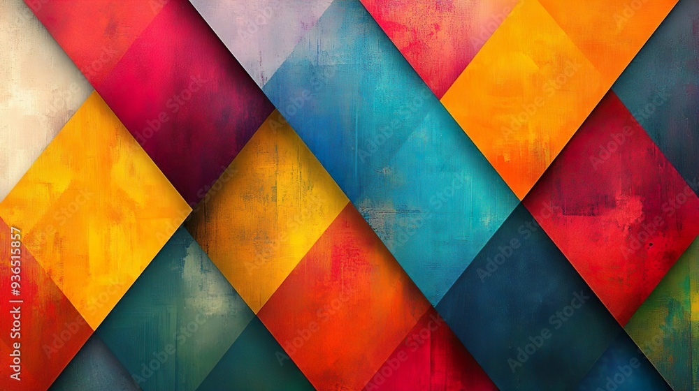 Fototapeta premium Colorful shapes forming dynamic geometric patterns perfect for designing stylish and modern wallpaper backgrounds